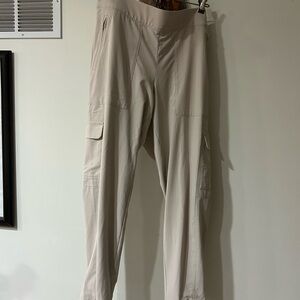 Athleta Cream Cargo Pants with Relaxed Fit